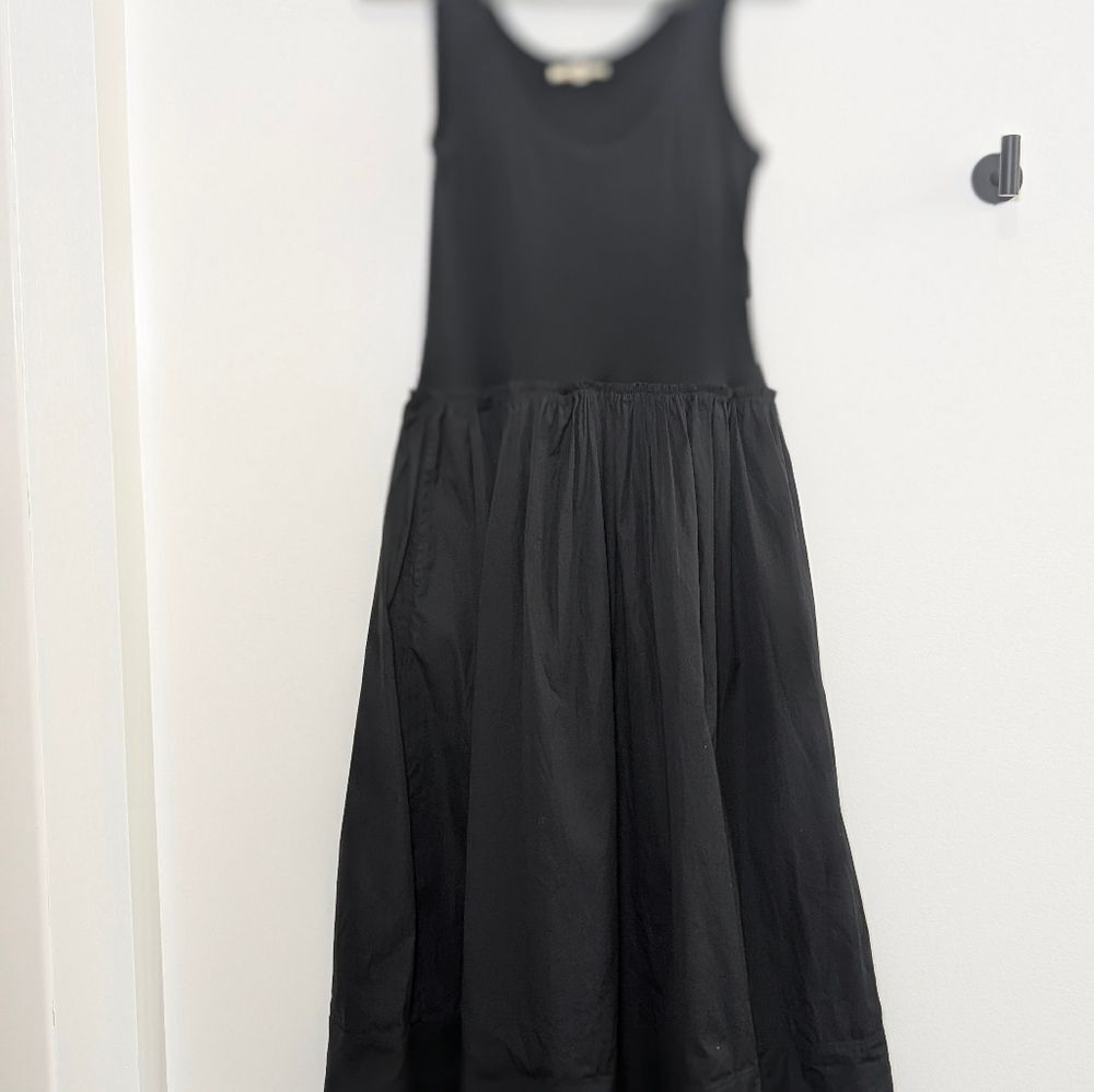 Madewell Black Mixed Poplin Scoopneck Maxi Dress XXS NWT Minimalist Quiet Luxury - Picture 10 of 11